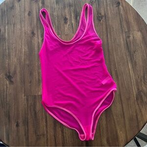 American Apparel sheer bodysuit size Medium fuschia magenta.